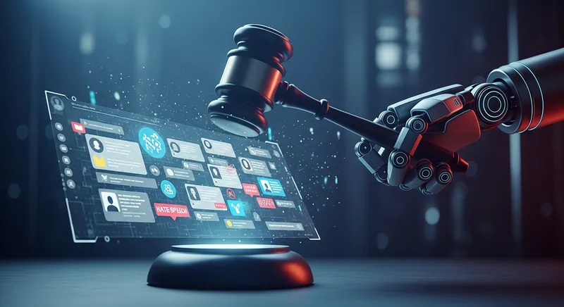 Automated enforcement decision hitting a social media feed