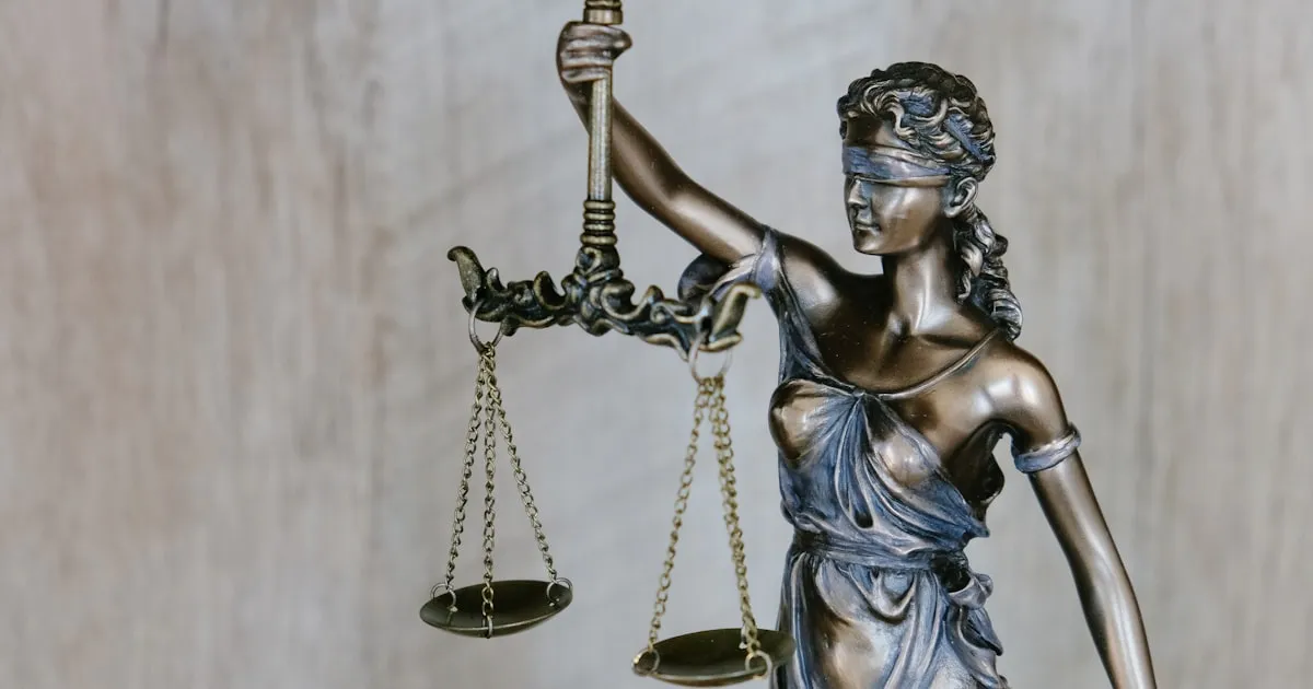 Legal scales and a gavel — the kind of external oversight AI governance is still missing