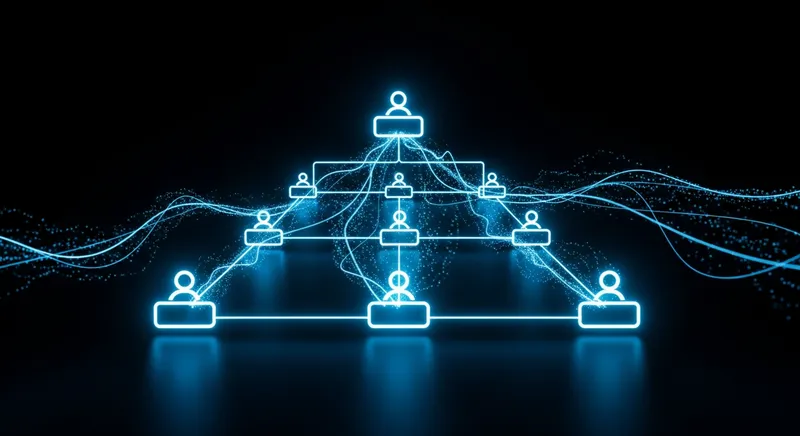 AI agent orchestration nodes in a corporate hierarchy